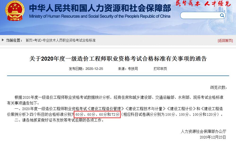 環(huán)球網(wǎng)校2020年湖南造價工程師考試科目合格標準