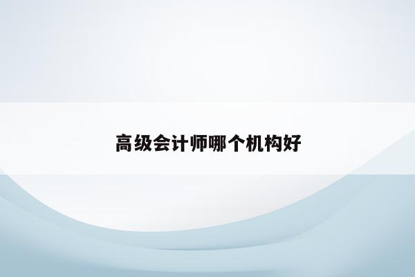 高級(jí)會(huì)計(jì)師哪個(gè)機(jī)構(gòu)好