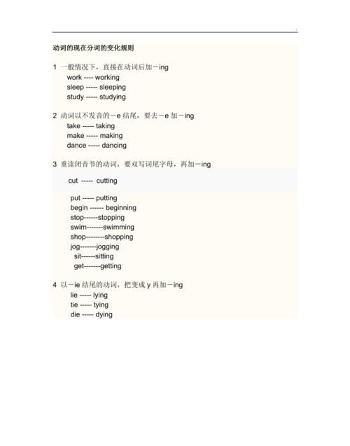 現(xiàn)在分詞變化規(guī)則口訣小學(xué)